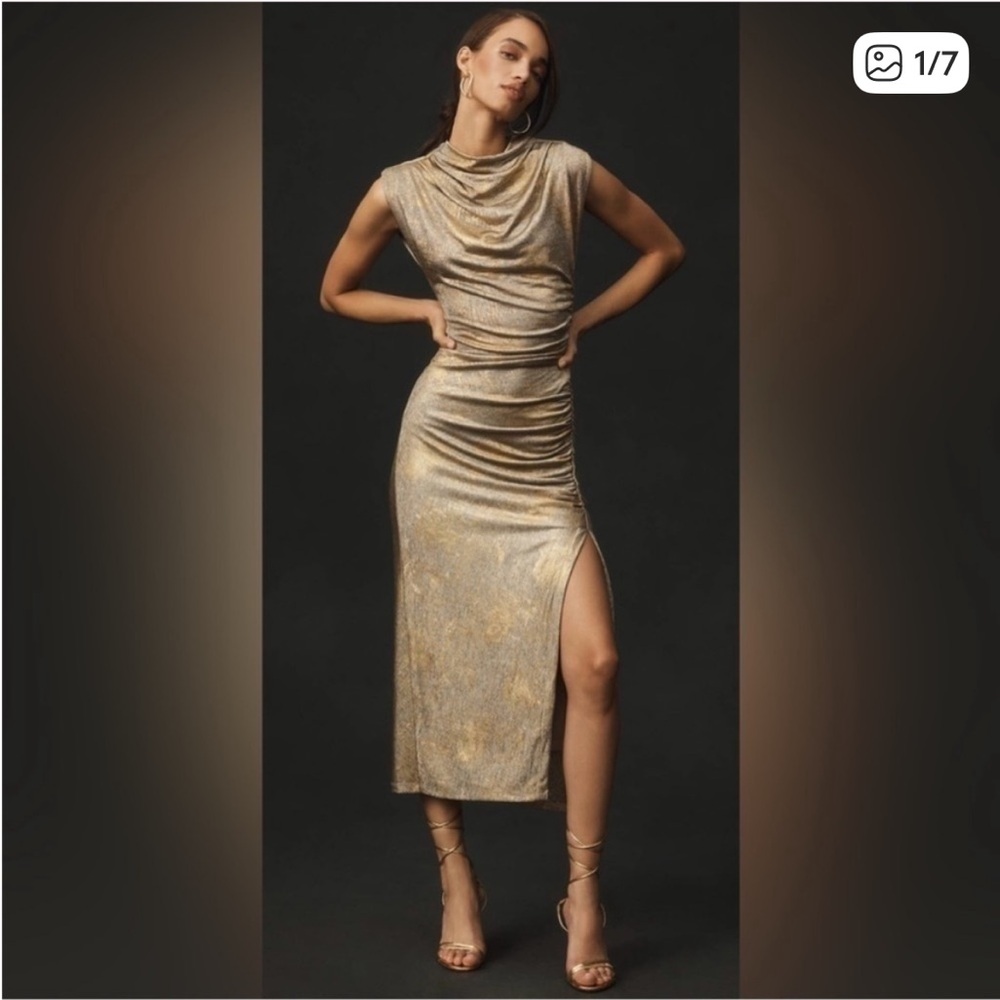 Anthropologie The Maya Ruched Cowl-Neck Dress: Shine Edition. NEW. Size 2X